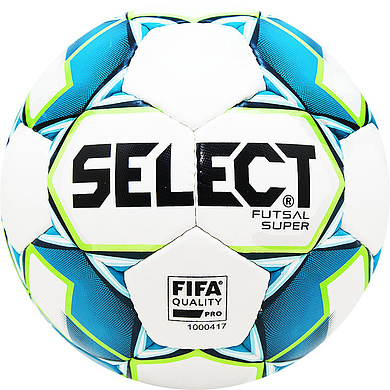 Мяч футзал. SELECT Futsal Super FIFA, 3613460002,р.4, FIFA Pro, ПУ,руч.сш,бел-зелен